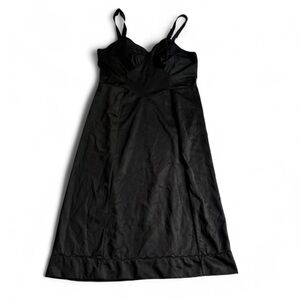 Vintage 60s Aristocrat Nylon Slip Dress Size 36 Black Satin Maxi